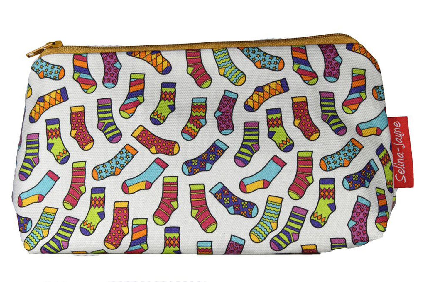 Socks cosmetic bag by Selina-Jayne featuring vibrant sock lover design with HD print on durable polyester fabric