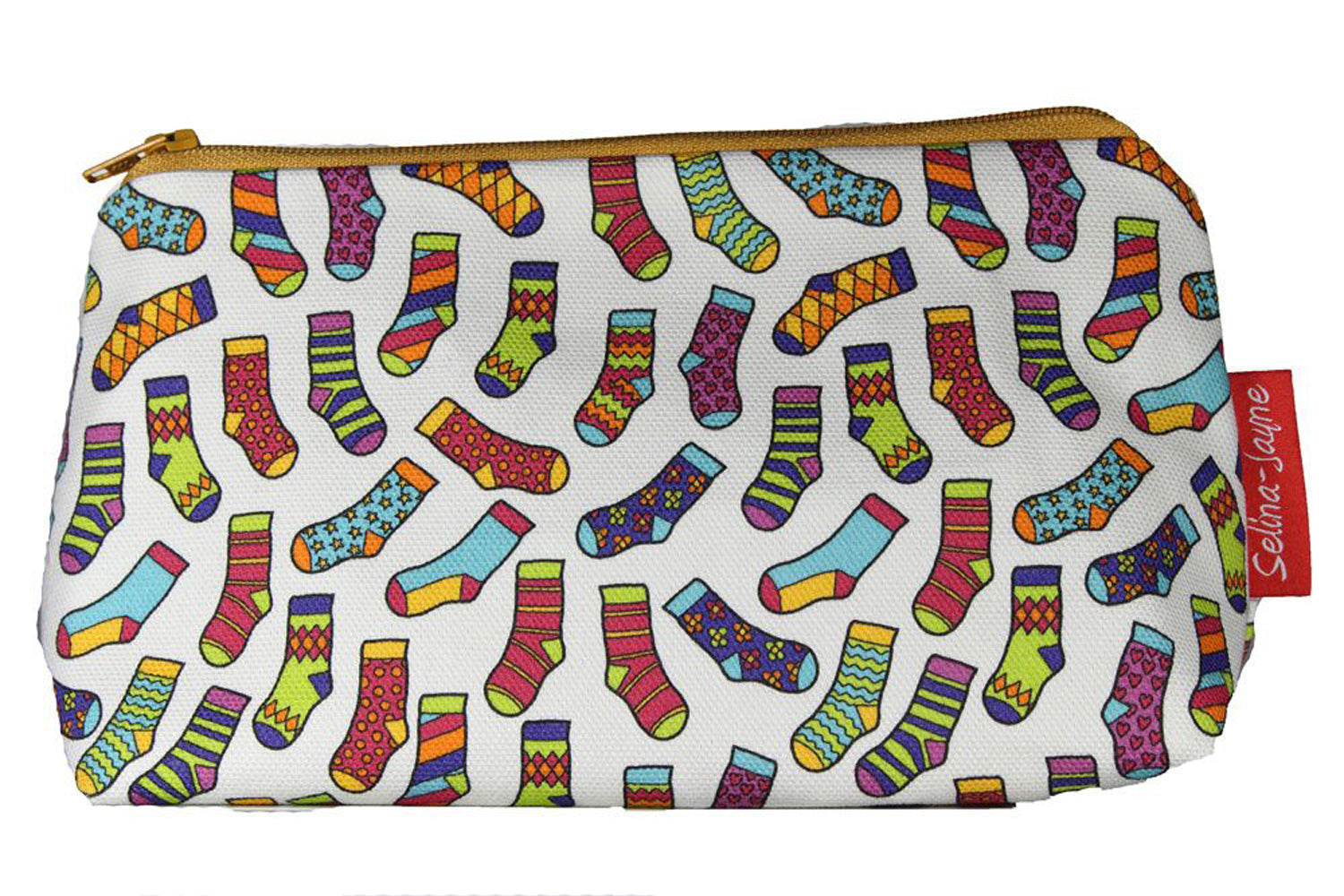 Socks cosmetic bag by Selina-Jayne featuring vibrant sock lover design with HD print on durable polyester fabric