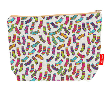 Premium 29cm sock themed wash bag with washable lining and durable polyester construction
