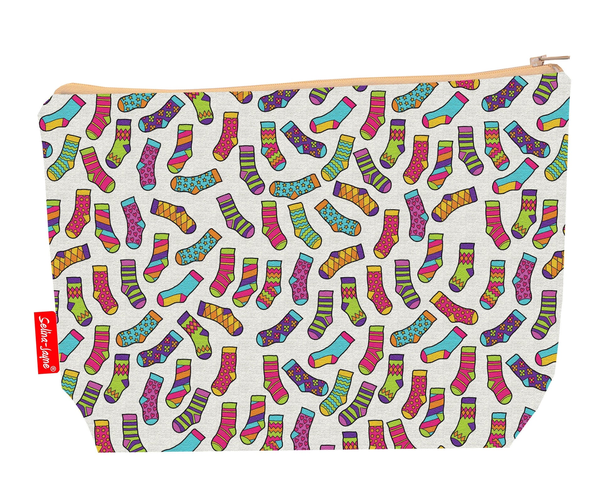 Socks toiletry bag featuring playful fun design with vibrant HD print by Selina-Jayne Designs