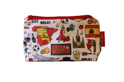 Spain cosmetic bag by Selina-Jayne featuring vibrant Spanish travel design with HD print on durable polyester fabric