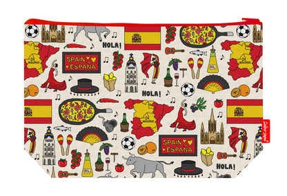 Premium Spain wash bag with vibrant HD print and washable lining