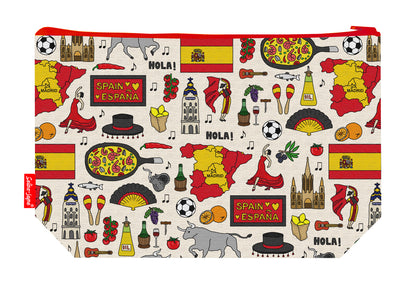 Spain toiletry bag featuring Spanish flag design by Selina-Jayne Designs