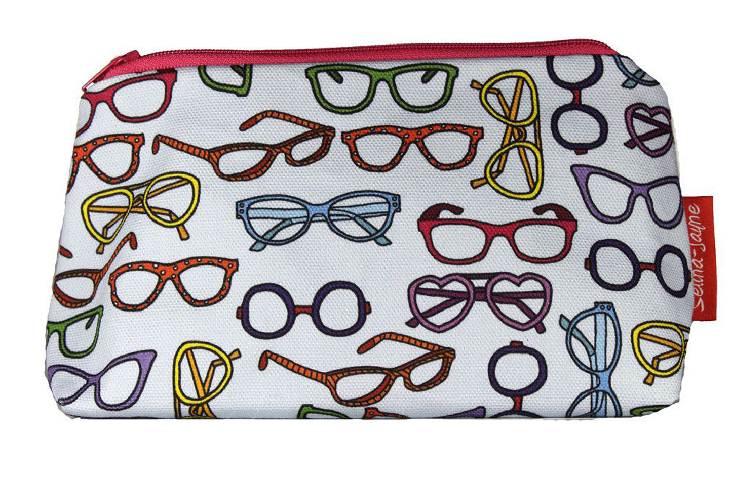 Spectacles cosmetic bag by Selina-Jayne featuring vibrant glasses lover design with HD print on durable polyester fabric