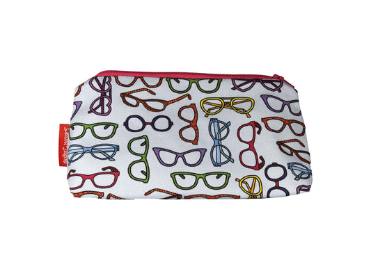 Spectacles cosmetic bag by Selina-Jayne featuring vibrant glasses lover design with HD print on durable polyester fabric