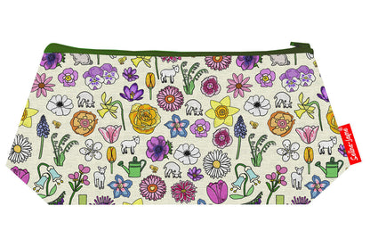 Spring Meadow cosmetic bag by Selina-Jayne featuring vibrant wildflower design with HD print on durable polyester fabric
