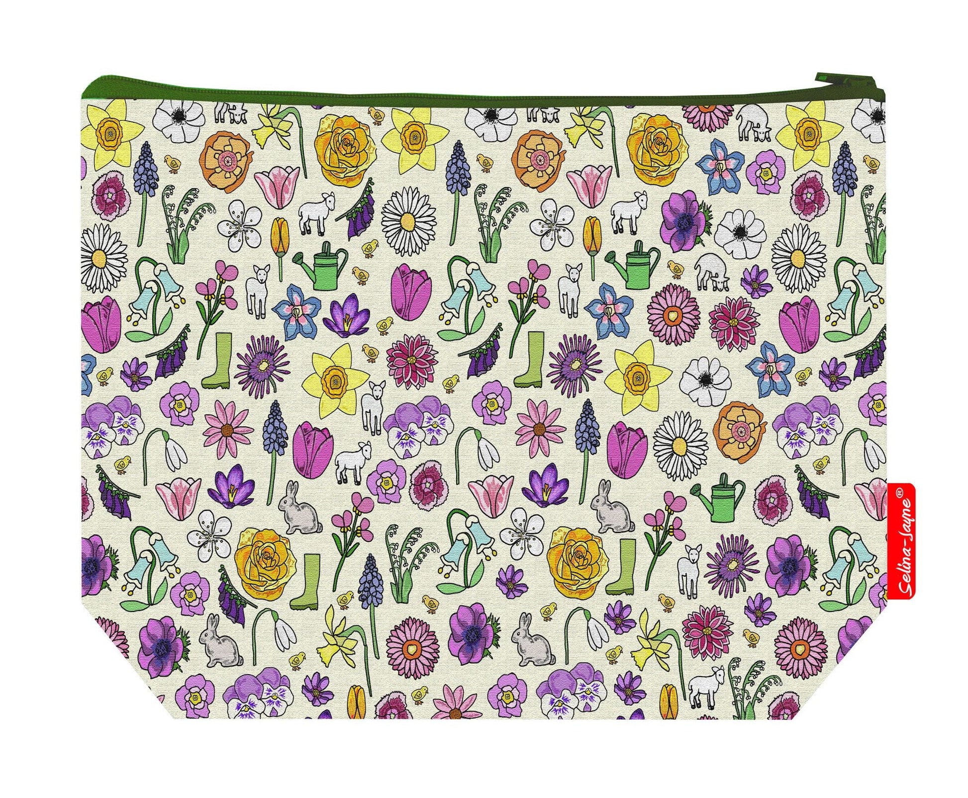 Premium 29cm spring meadow wash bag with washable lining and durable polyester construction