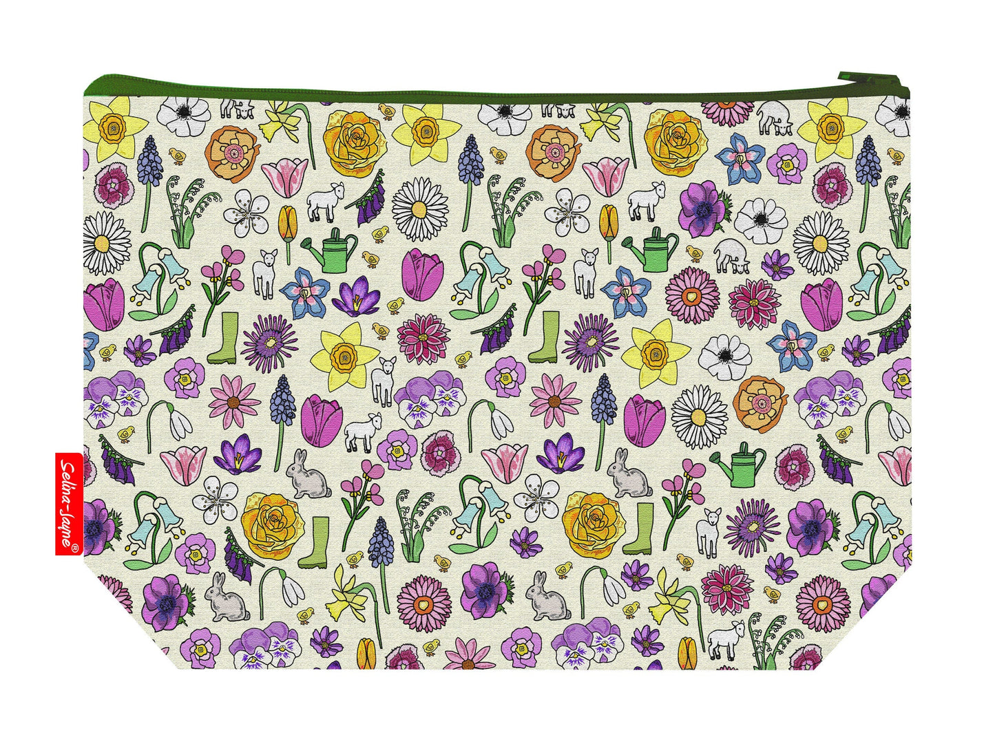 Spring Meadow toiletry bag featuring beautiful wildflower design with vibrant HD print by Selina-Jayne Designs