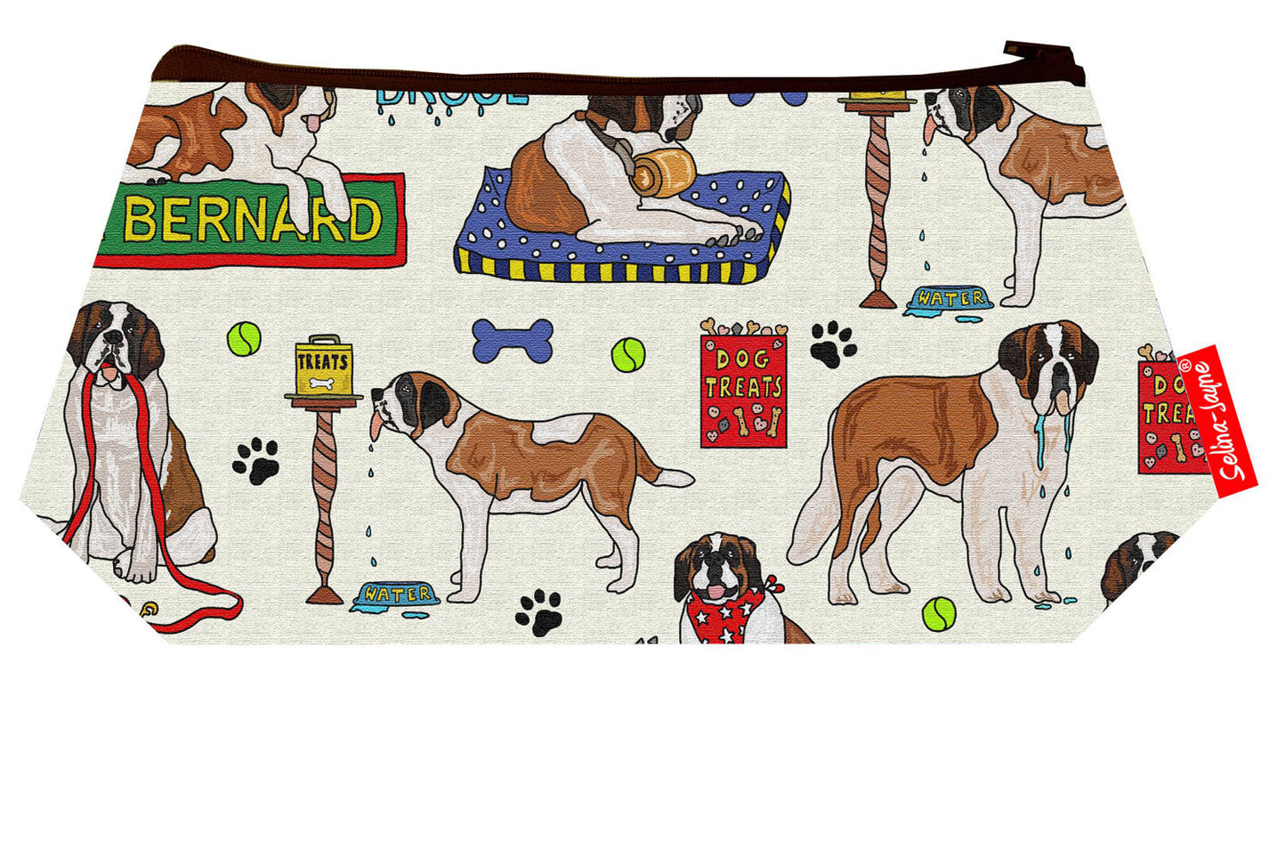 St Bernard Dog cosmetic bag by Selina-Jayne featuring vibrant St Bernard lover design with HD print on durable polyester fabric