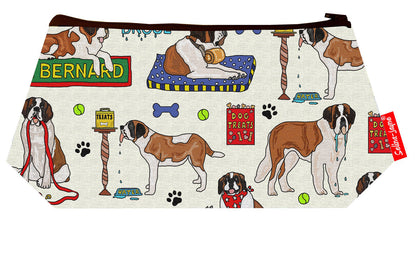 St Bernard Dog cosmetic bag by Selina-Jayne featuring vibrant St Bernard lover design with HD print on durable polyester fabric