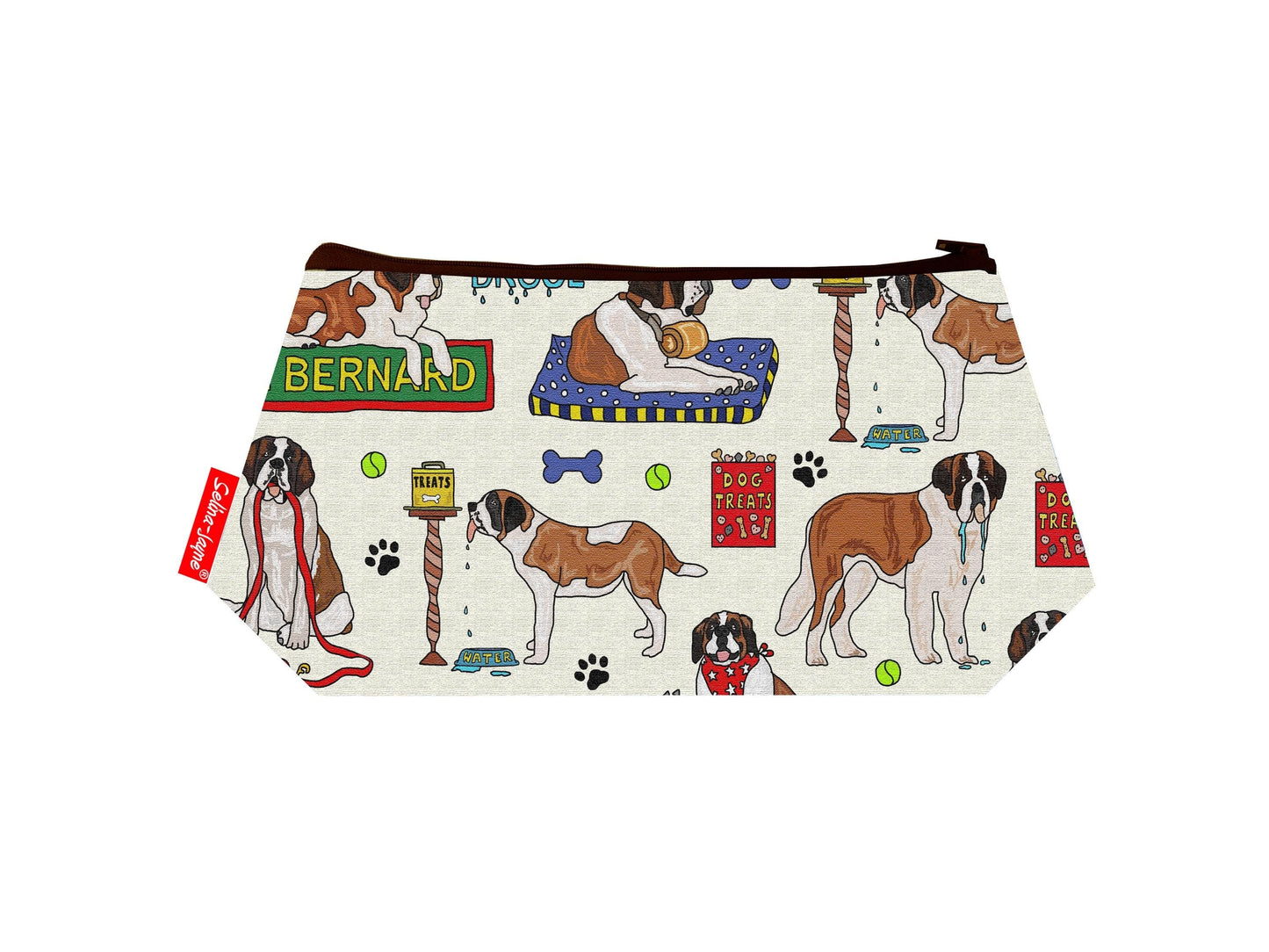 St Bernard Dog cosmetic bag by Selina-Jayne featuring vibrant St Bernard lover design with HD print on durable polyester fabric