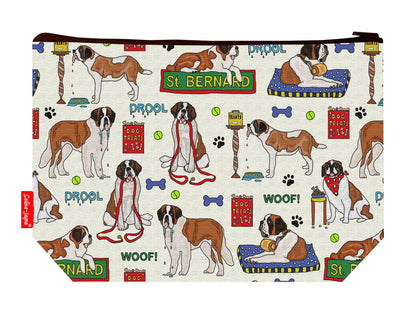St Bernard dog toiletry bag featuring majestic breed design with vibrant HD print by Selina-Jayne Designs
