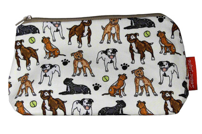 Staffy Dog cosmetic bag by Selina-Jayne featuring vibrant Staffordshire Bull Terrier design with HD print on durable polyester fabric