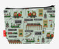 Steam Trains toiletry bag featuring nostalgic railway design with vibrant HD print by Selina-Jayne Designs