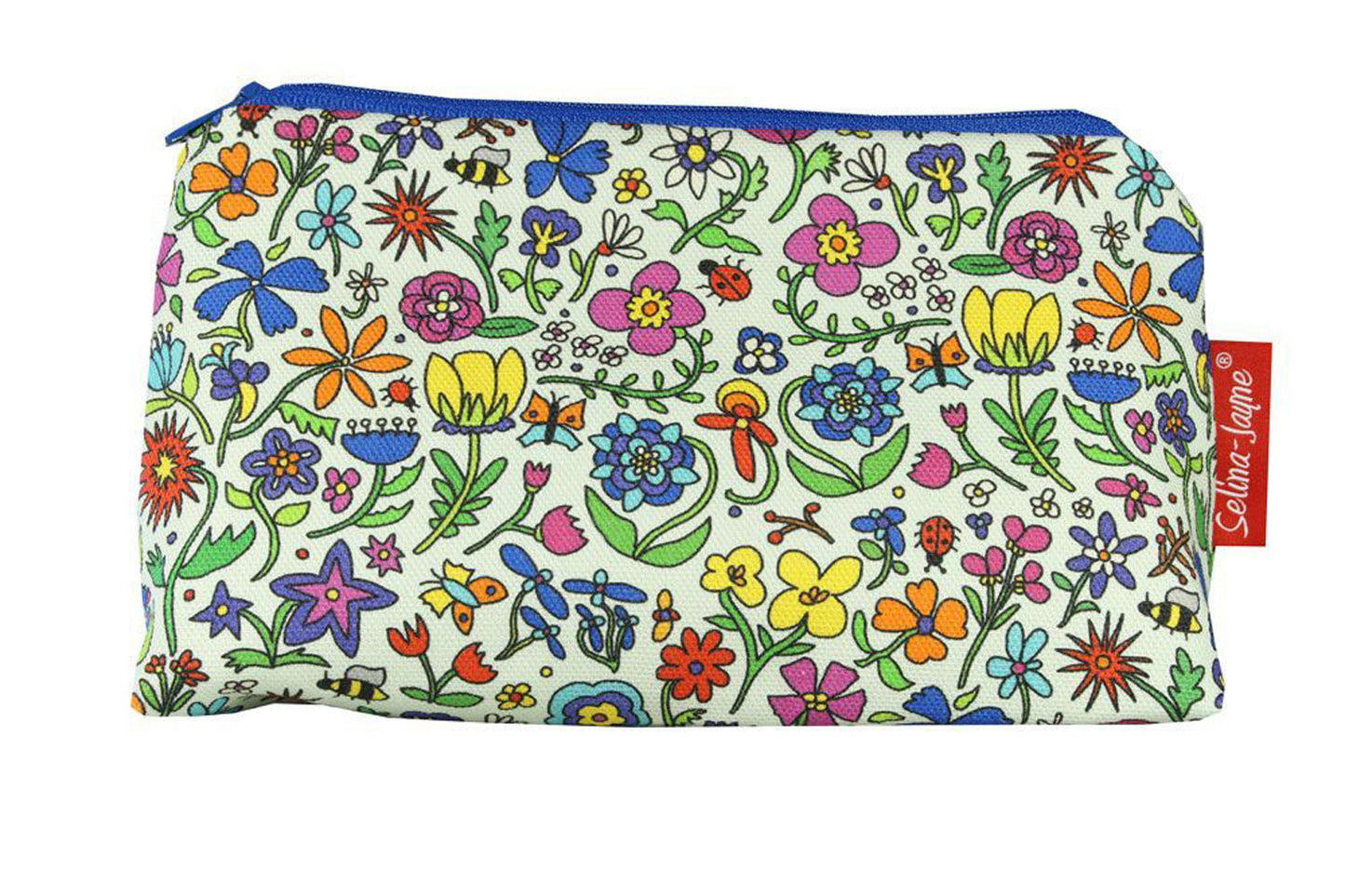 Summer Meadow cosmetic bag by Selina-Jayne featuring vibrant floral botanical design with HD print on premium polyester fabric