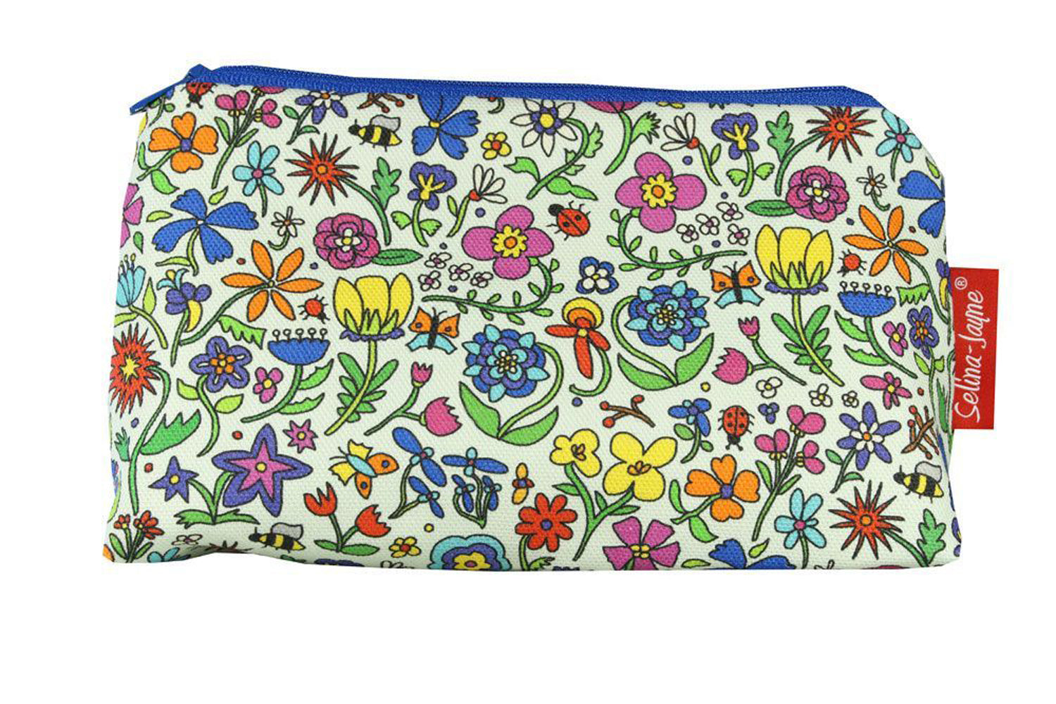 Summer Meadow cosmetic bag by Selina-Jayne featuring vibrant floral botanical design with HD print on premium polyester fabric