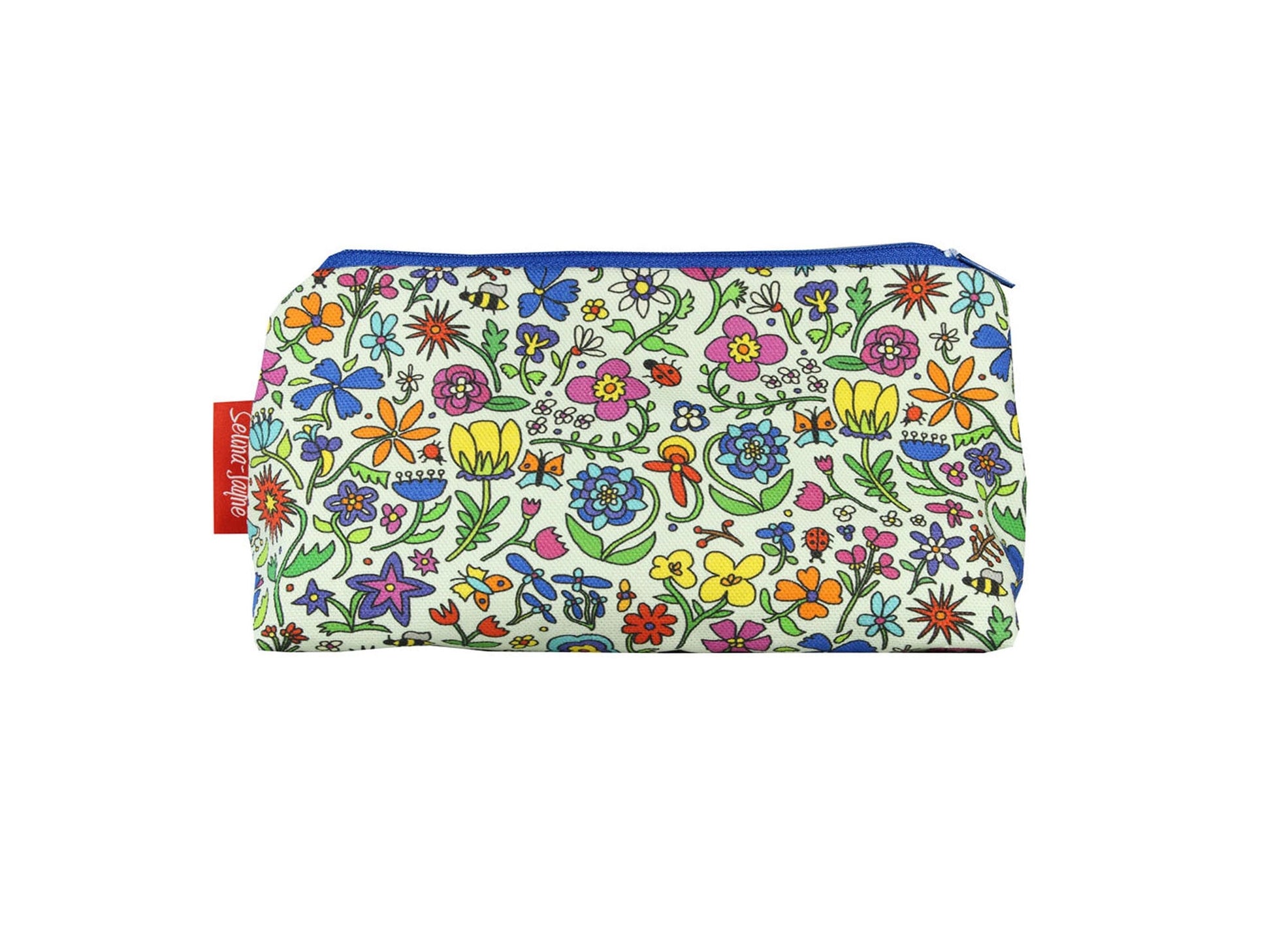 Summer Meadow cosmetic bag by Selina-Jayne featuring vibrant floral botanical design with HD print on premium polyester fabric