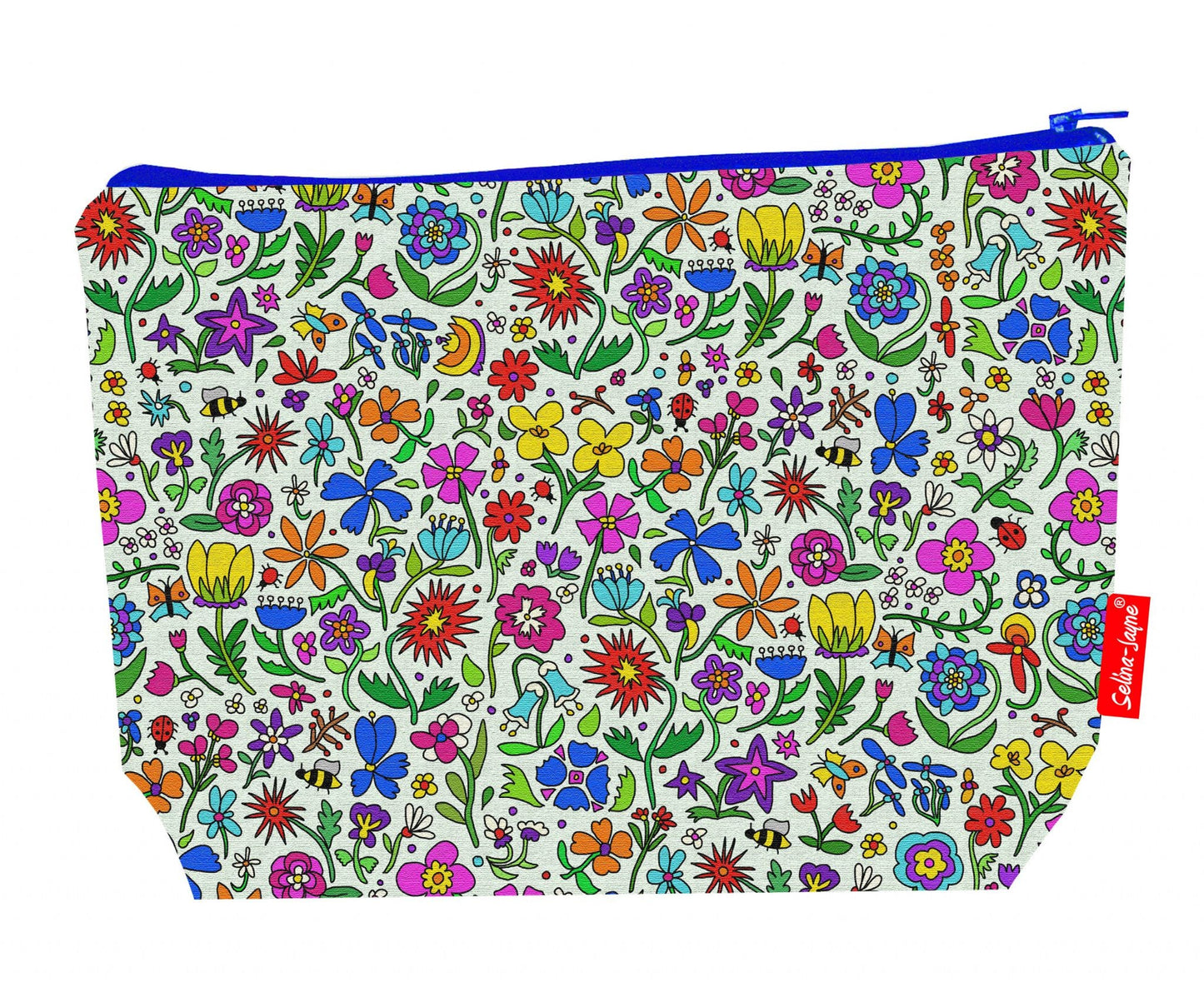 Premium 29cm summer meadow wash bag with washable lining and durable polyester construction