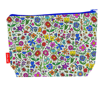 Summer Meadow toiletry bag featuring vibrant wildflower design with HD print by Selina-Jayne Designs