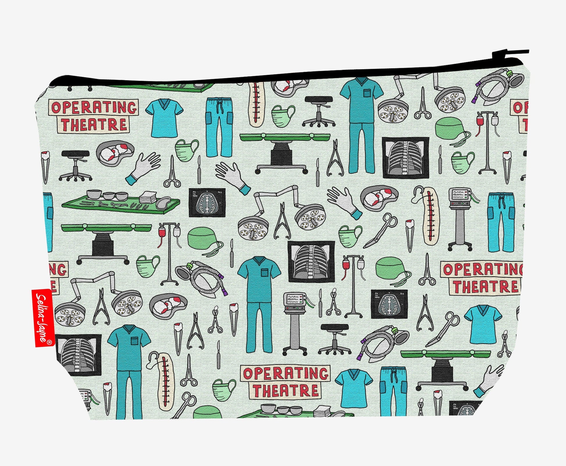 Surgeon toiletry bag featuring professional medical design with vibrant HD print by Selina-Jayne Designs