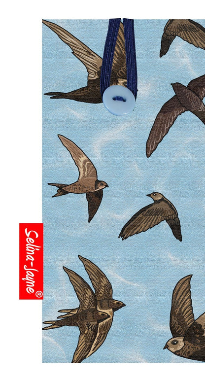Swifts Glasses Case by Selina-Jayne — soft fabric eyeglass case with vibrant HD swift bird design