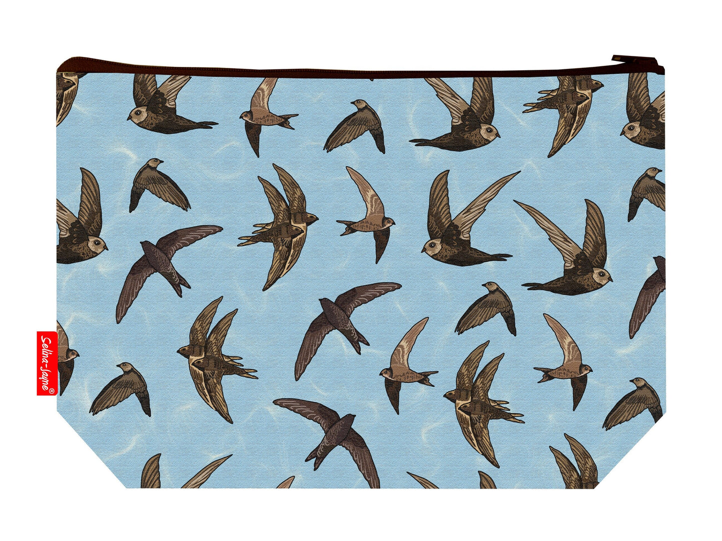 Swifts toiletry bag featuring graceful bird design with vibrant HD print by Selina-Jayne Designs