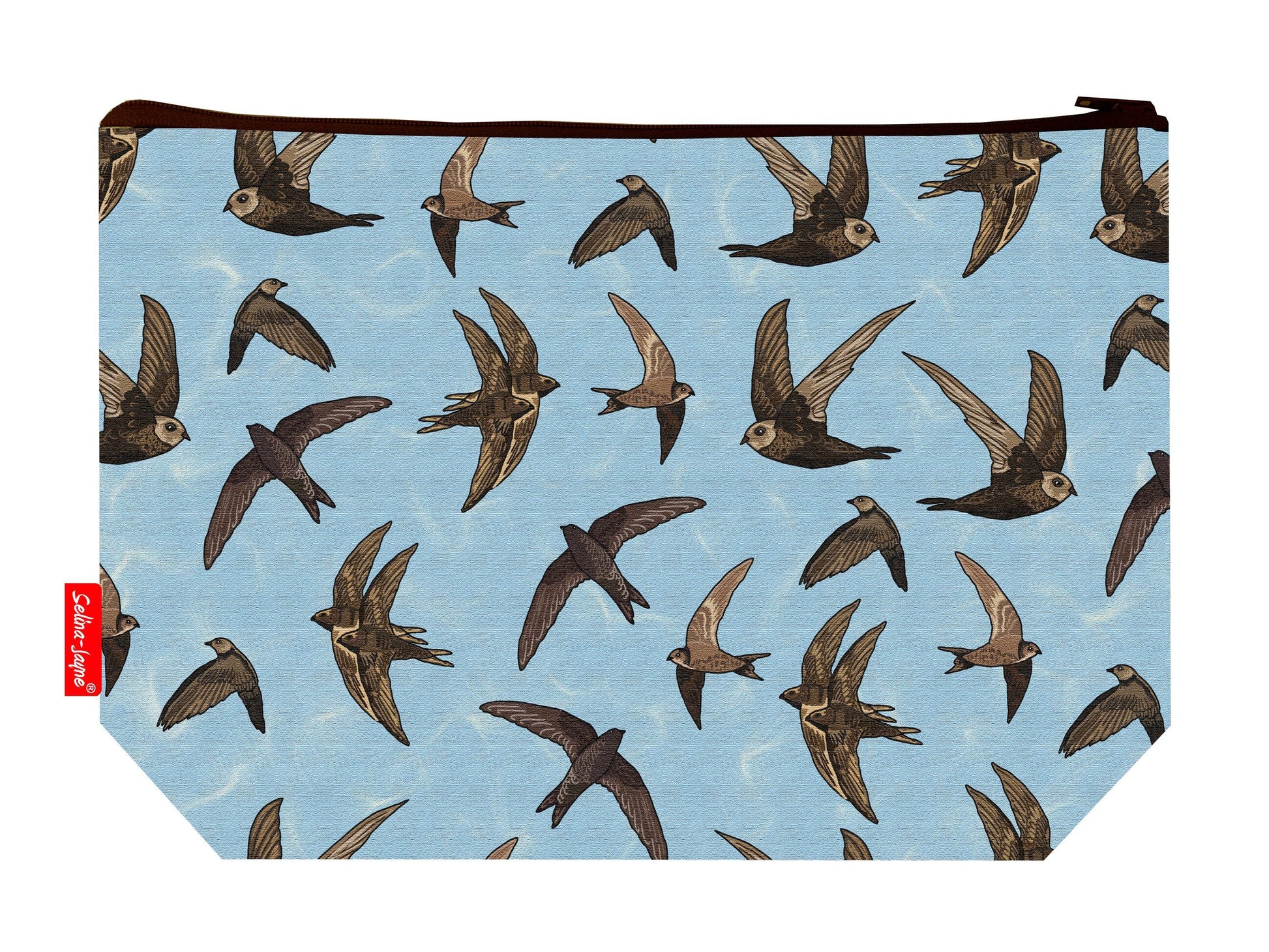 Swifts toiletry bag featuring graceful bird design with vibrant HD print by Selina-Jayne Designs