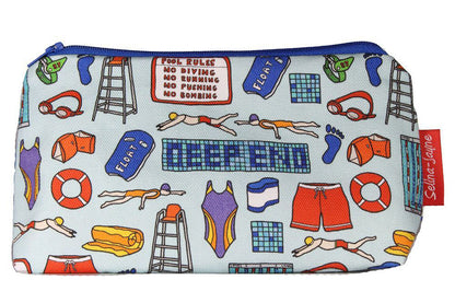 Swimming cosmetic bag by Selina-Jayne featuring swimmer aquatic sports design with vibrant HD print on premium polyester fabric