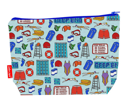 Swimming toiletry bag featuring dynamic aquatic design with vibrant HD print by Selina-Jayne Designs