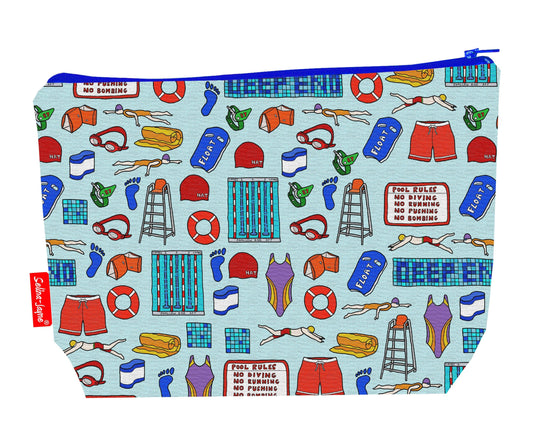 Swimming toiletry bag featuring dynamic aquatic design with vibrant HD print by Selina-Jayne Designs
