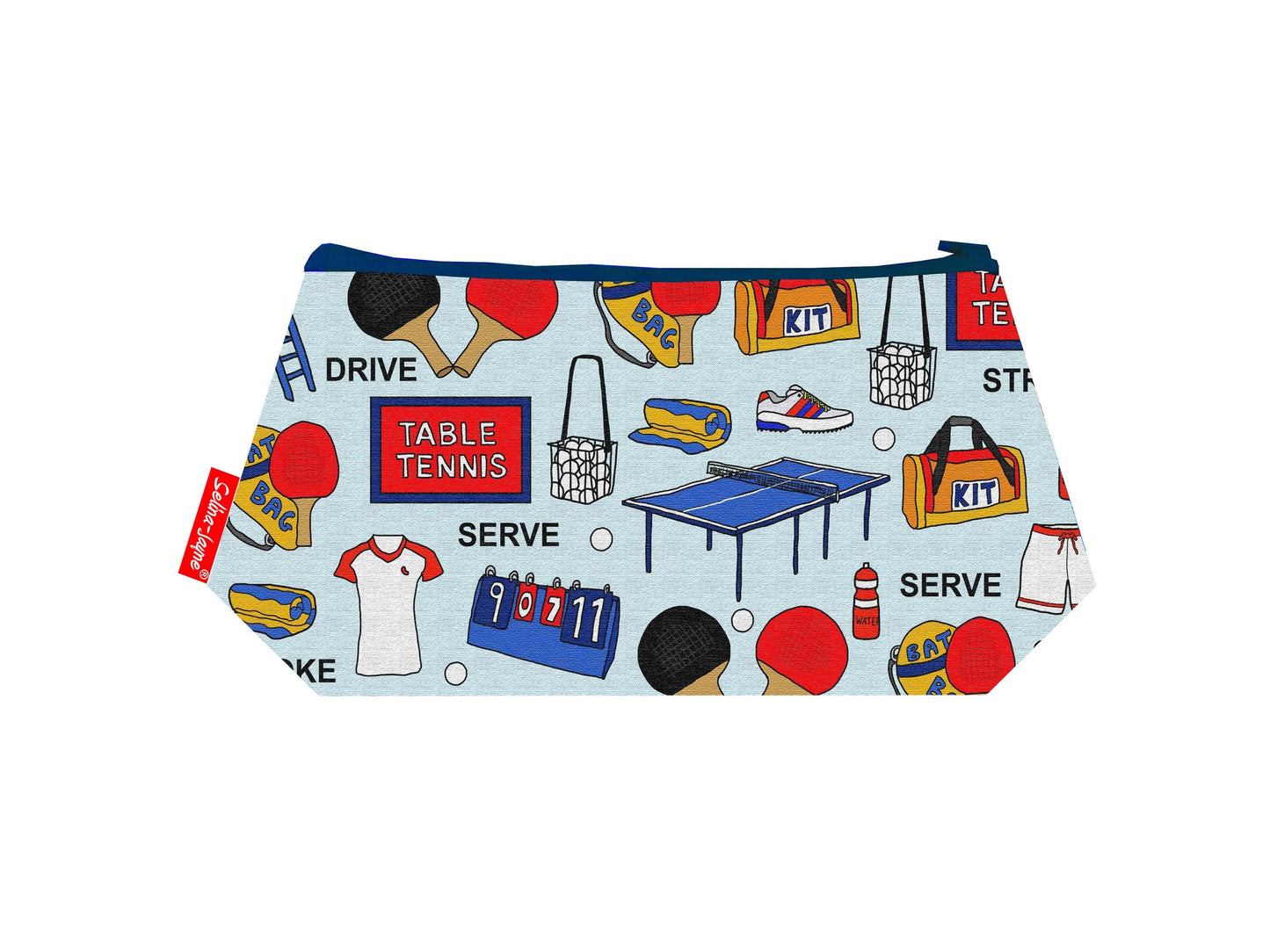 Table Tennis cosmetic bag by Selina-Jayne featuring ping pong sports design with vibrant HD print on premium polyester fabric