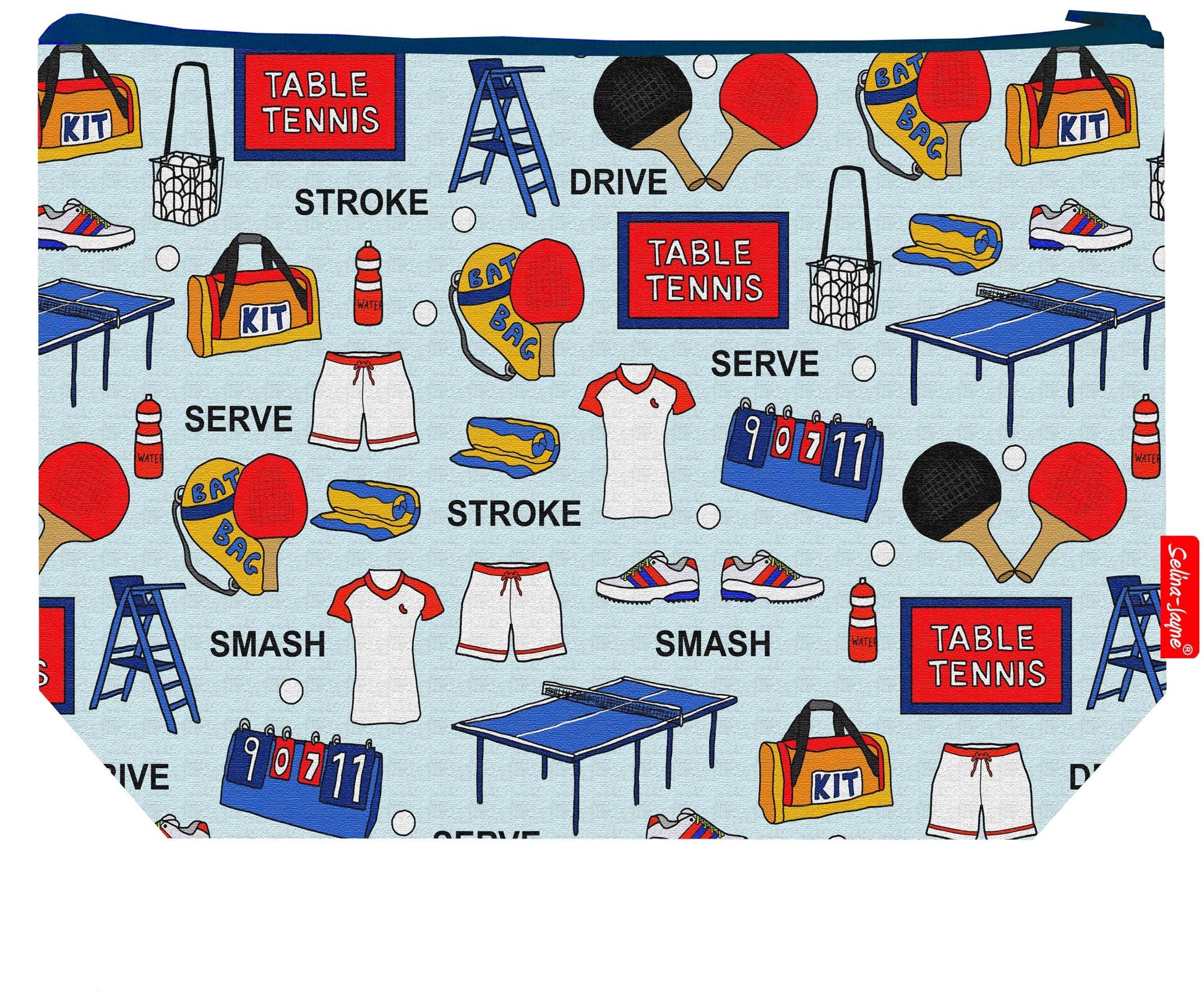 Premium 29cm table tennis wash bag with washable lining and durable polyester construction