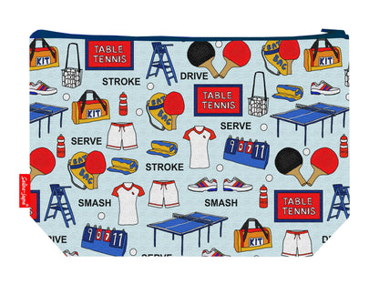 Table Tennis toiletry bag featuring dynamic ping pong design with vibrant HD print by Selina-Jayne Designs