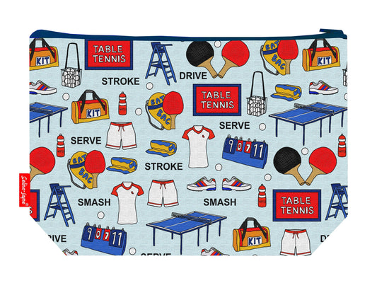 Table Tennis toiletry bag featuring dynamic ping pong design with vibrant HD print by Selina-Jayne Designs
