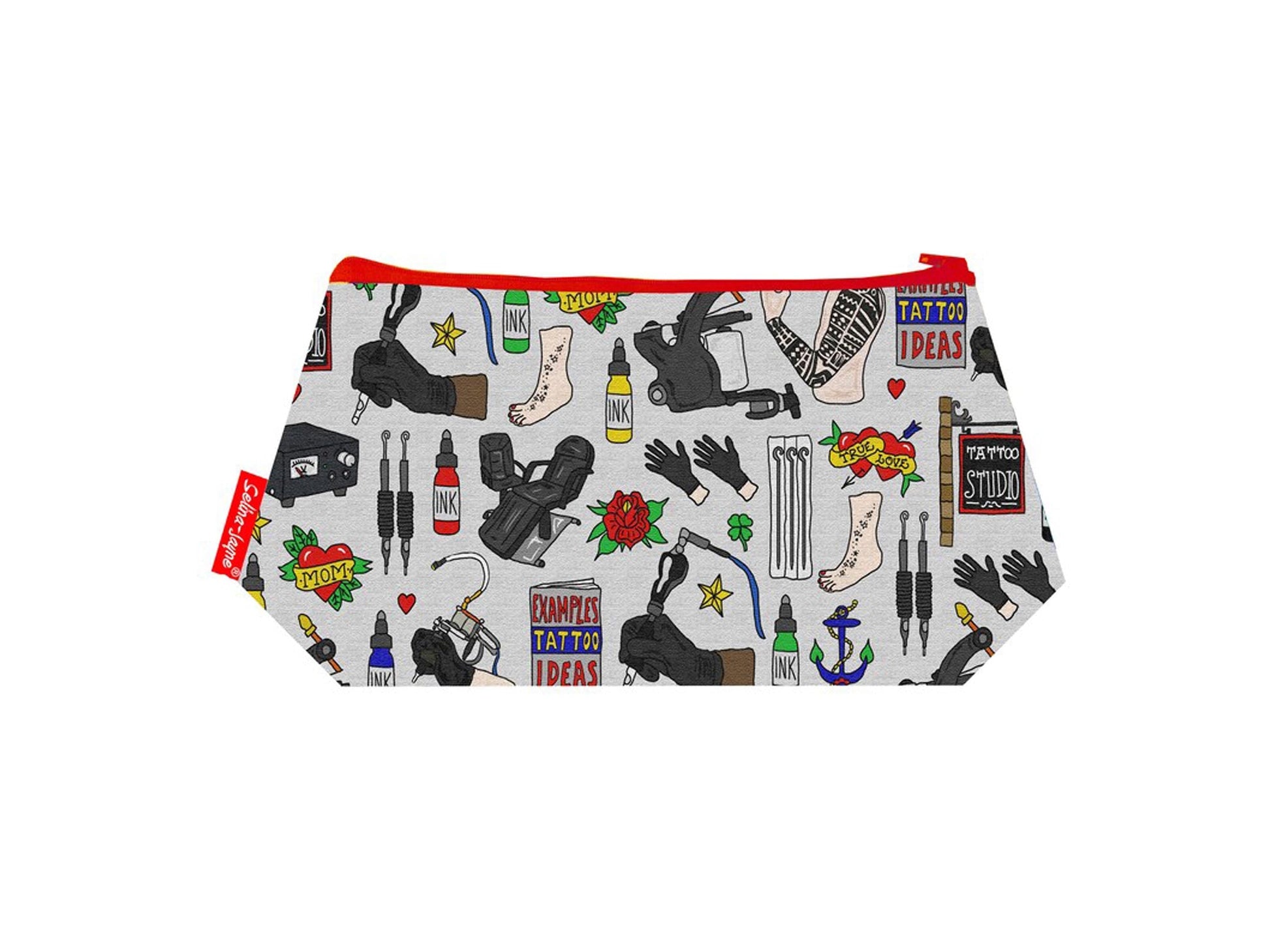 Tattooist cosmetic bag by Selina-Jayne featuring tattoo artist ink art design with vibrant HD print on premium polyester fabric