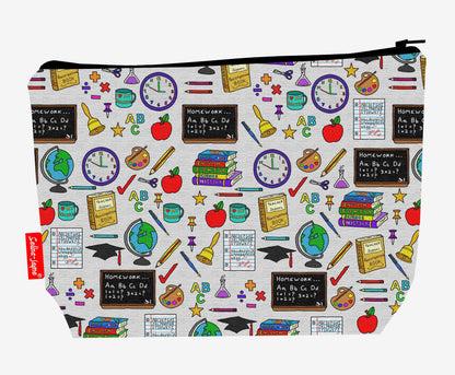 Teachers toiletry bag featuring inspiring educational design with vibrant HD print by Selina-Jayne Designs