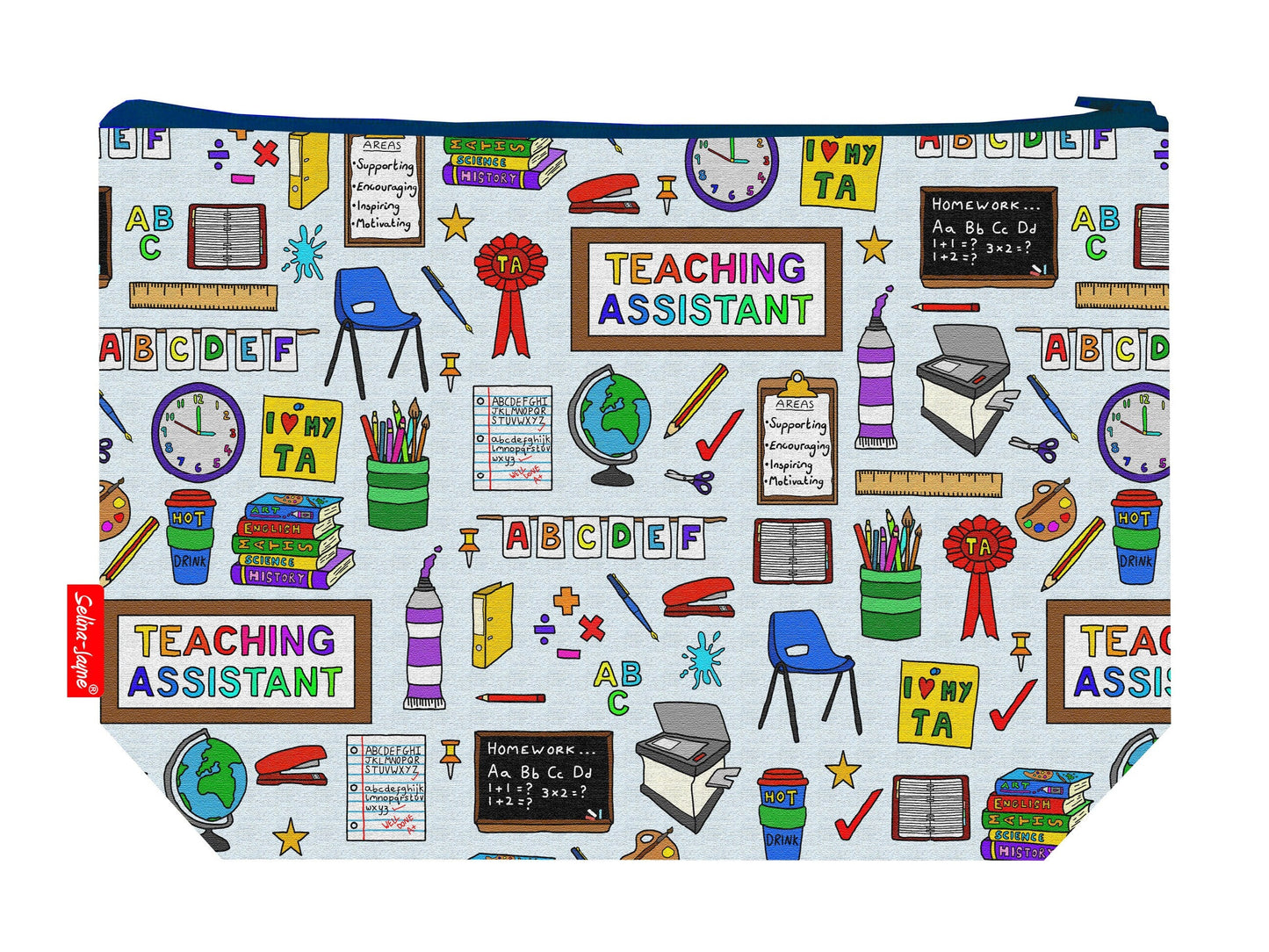 Teaching Assistant toiletry bag featuring dedicated education support design with vibrant HD print by Selina-Jayne Designs