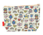 Teacups toiletry bag with vintage teacup print showing washable lining and colour-coordinated zip