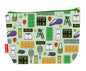 Tennis toiletry bag with racket and ball print showing washable lining and colour-coordinated zip