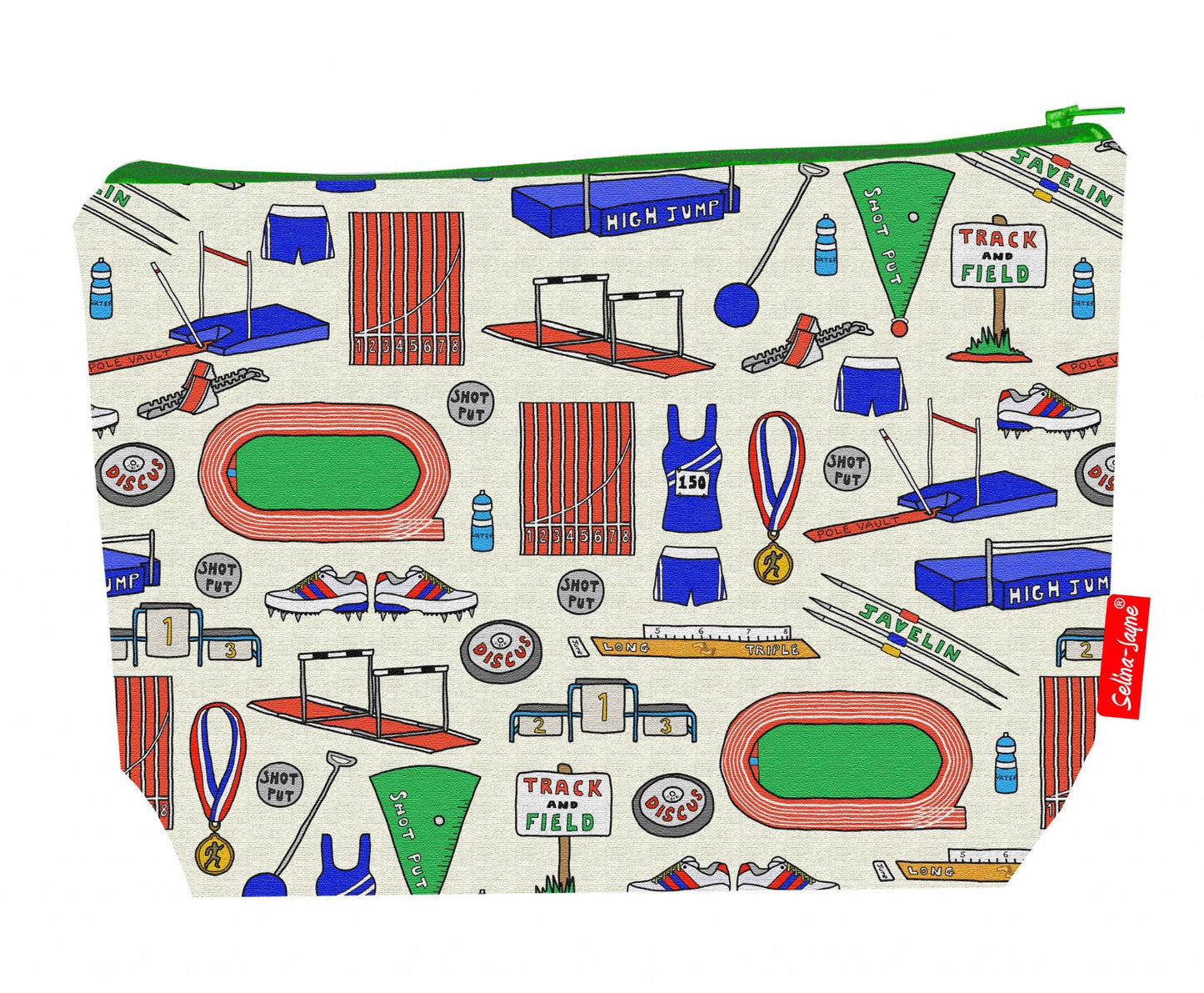 Premium athlete wash bag with vibrant HD track and field design, perfect for training and competition travel