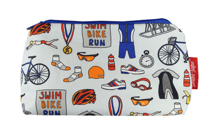 Triathlon cosmetic bag by Selina-Jayne featuring swim-bike-run sports design with vibrant HD print on premium polyester fabric