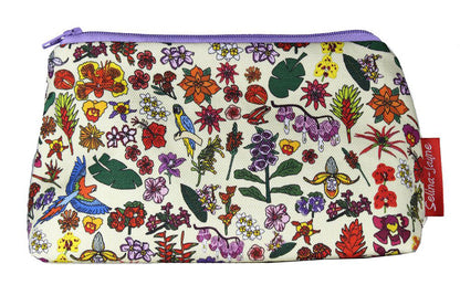 Tropical Flowers cosmetic bag by Selina-Jayne featuring exotic botanical floral design with vibrant HD print on premium polyester fabric