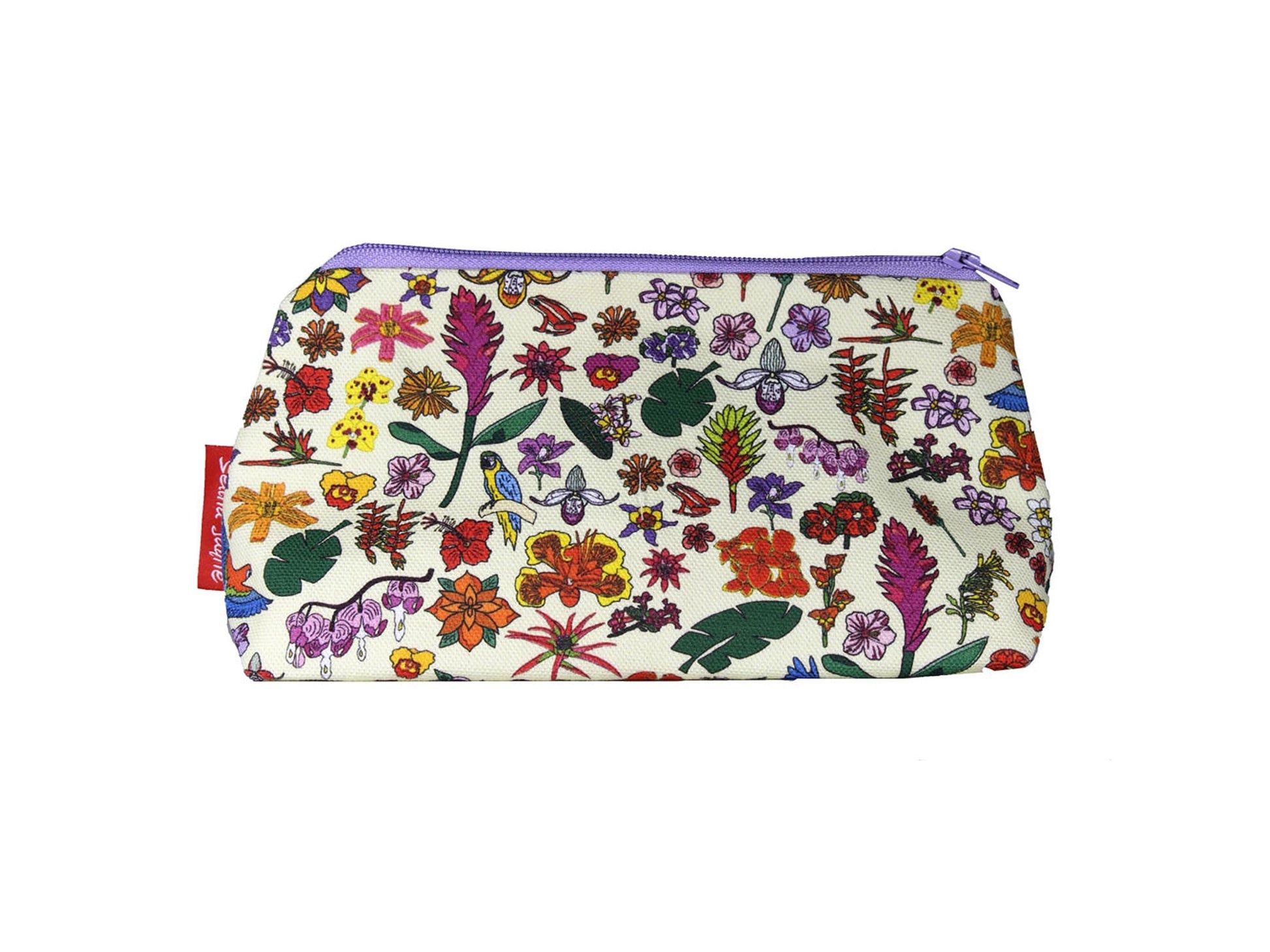 Tropical Flowers cosmetic bag by Selina-Jayne featuring exotic botanical floral design with vibrant HD print on premium polyester fabric