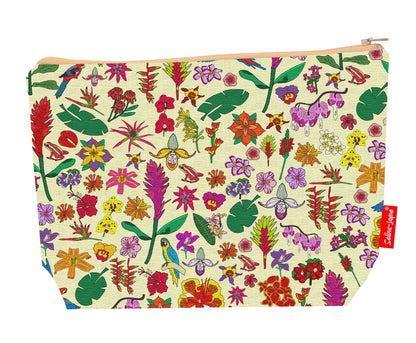 Premium floral wash bag with vibrant HD tropical flower design, perfect for travel and everyday use