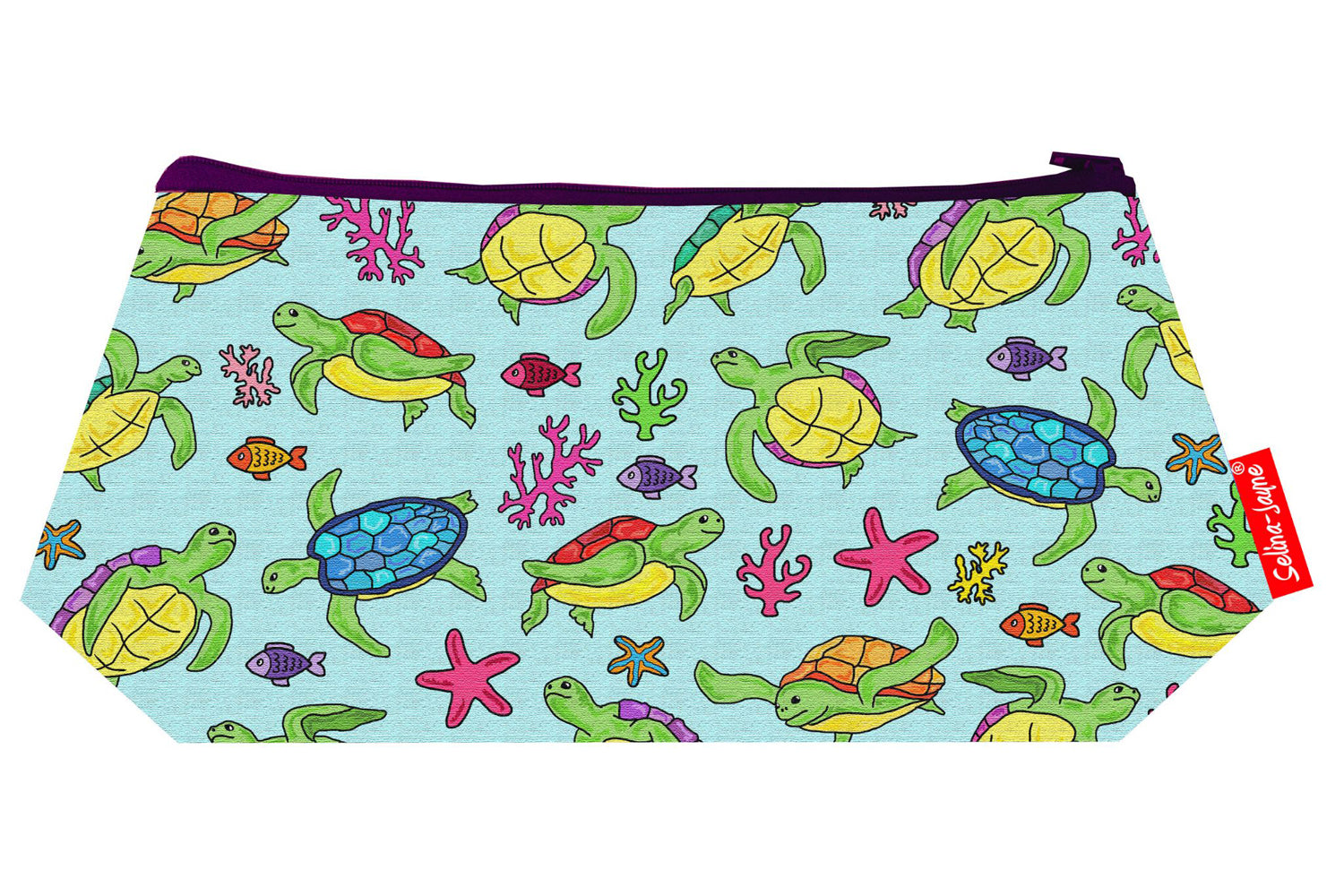 Turtles cosmetic bag by Selina-Jayne featuring sea turtle marine wildlife design with vibrant HD print on premium polyester fabric
