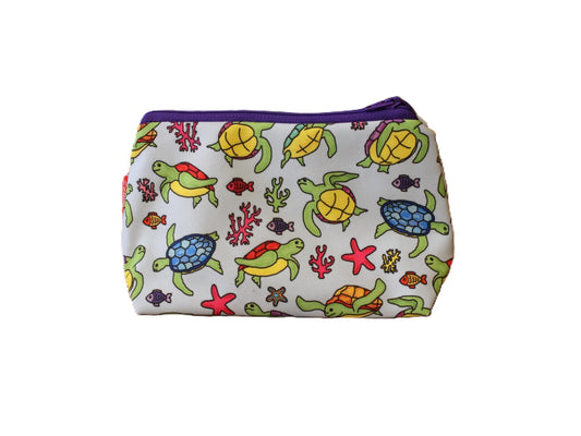 Turtles cosmetic bag by Selina-Jayne featuring sea turtle marine wildlife design with vibrant HD print on premium polyester fabric