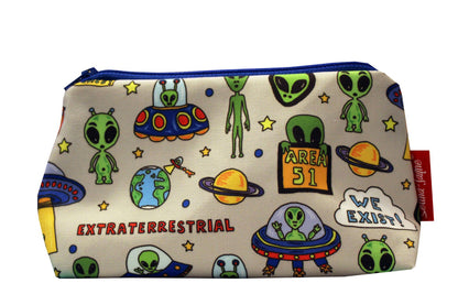UFO Aliens cosmetic bag by Selina-Jayne featuring extraterrestrial sci-fi design with vibrant HD print on premium polyester fabric