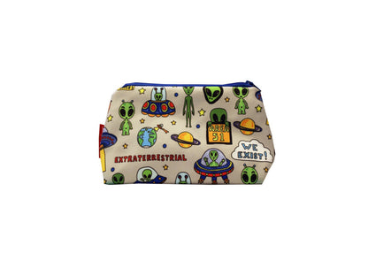 UFO Aliens cosmetic bag by Selina-Jayne featuring extraterrestrial sci-fi design with vibrant HD print on premium polyester fabric
