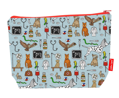Premium animal care wash bag with vibrant HD veterinary design, perfect for clinic and travel use