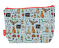 Vets toiletry bag with animal care professional print showing washable lining and colour-coordinated zip